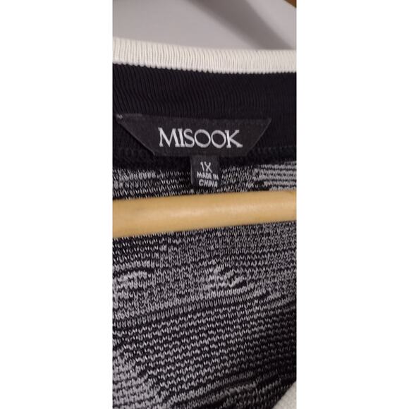 Misook knit cardigan sweater top 1X modern abstract print plus size - Picture 10 of 16